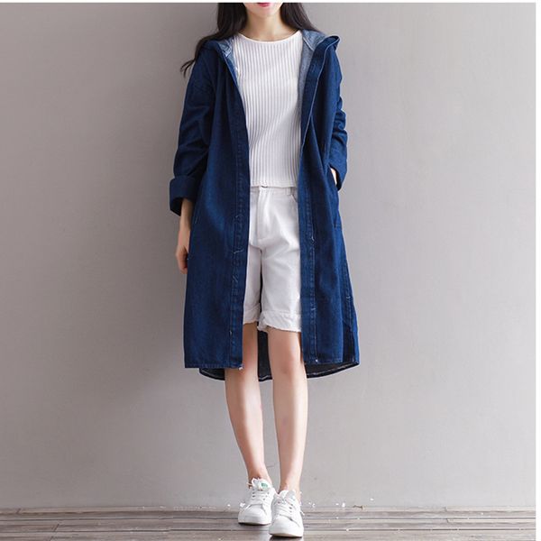 women spring autumn fashion korea style hooded long sleeve solid color single breasted bf style middle long denim coat trench, Tan;black
women spring autumn fashion korea style hooded long sleeve solid color single breasted bf style middle long denim coat trench, Tan;black
