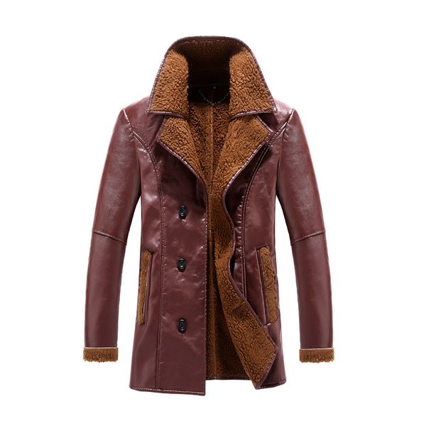 m-4xl men's faux leather coat jackets warm lapel collar fur lined long parka n030, Black
m-4xl men's faux leather coat jackets warm lapel collar fur lined long parka n030, Black