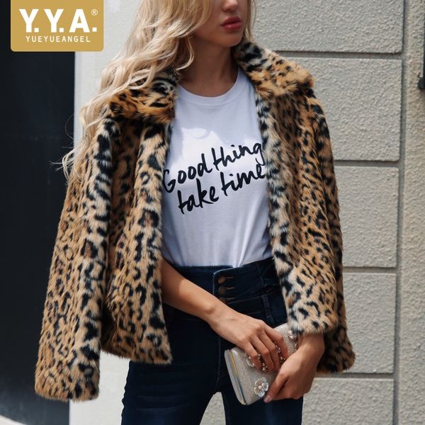 women leopard fur coat winter warm short furry jacket lapel collar casual hairy jaqueta feminina faux fur outwear coats, Black
women leopard fur coat winter warm short furry jacket lapel collar casual hairy jaqueta feminina faux fur outwear coats, Black