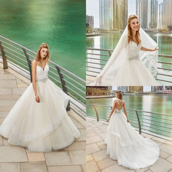 2019 a line eddy k wedding dresses straps lace applique bead belt sweep train boho wedding dress plus size custom garden bridal gowns, White
2019 a line eddy k wedding dresses straps lace applique bead belt sweep train boho wedding dress plus size custom garden bridal gowns, White