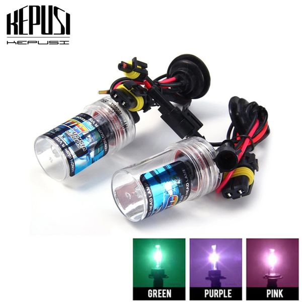 

2pcs h8 h9 h11 hid xenon bulbs lamps auto car lights 35w 4300k 6000k 8000k purple pink green deep blue car headlight bulb fog