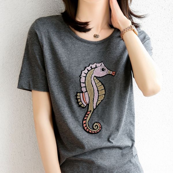2020 age-reducing fun haima ten thousand needles craft personalized slim simple all-match modal female embroidery t-shirt embroidery t-shirt, White
2020 age-reducing fun haima ten thousand needles craft personalized slim simple all-match modal female embroidery t-shirt embroidery t-shirt, White