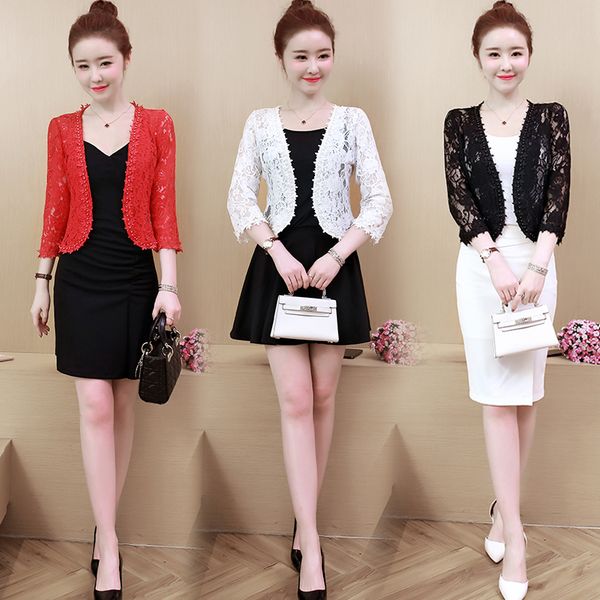 lace shawl slim female shorts coats v neck floral lace black red white long sleeve big size casaco feminina crops beading jacket, Black;brown
lace shawl slim female shorts coats v neck floral lace black red white long sleeve big size casaco feminina crops beading jacket, Black;brown