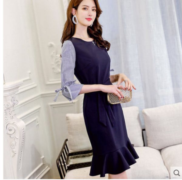 glitter blue women's clothing han edition cultivate one's morality dress, Black;gray
glitter blue women's clothing han edition cultivate one's morality dress, Black;gray