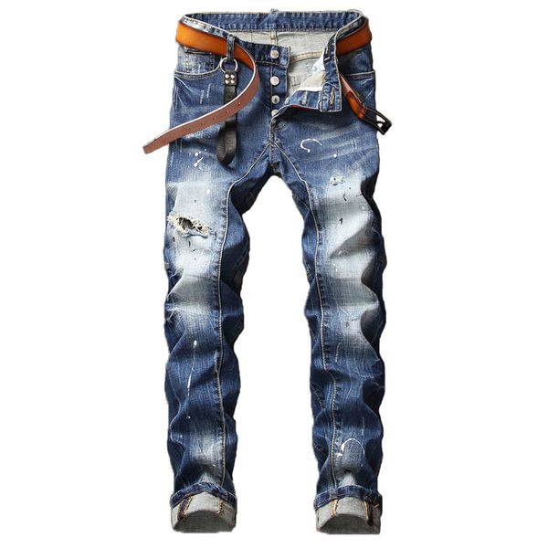 european famous mens brand jeans pants men slim jeans denim trousers button blue hole pencil pants for men t1005
european famous mens brand jeans pants men slim jeans denim trousers button blue hole pencil pants for men t1005