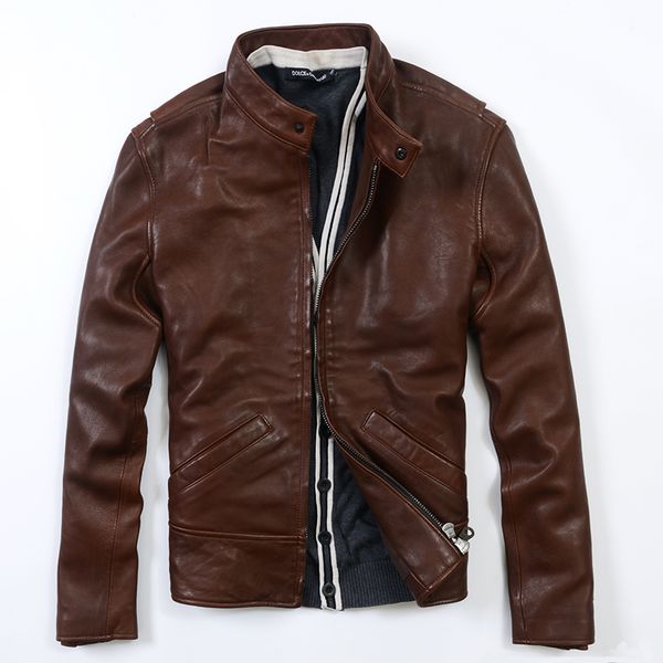 genuine stand collar 2020 men's smart casual sheepskin leather coat men slim fit biker jacket male simple style, Black
genuine stand collar 2020 men's smart casual sheepskin leather coat men slim fit biker jacket male simple style, Black