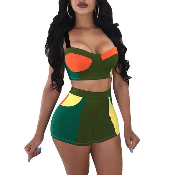 цвет блока two piece set summer эпикировка tracksuit бич bodycon crop top и шорты костюмы sexy 2 шт набор женщин женский дизайнер, Gray 
цвет блока two piece set summer эпикировка tracksuit бич bodycon crop top и шорты костюмы sexy 2 шт набор женщин женский дизайнер, Gray