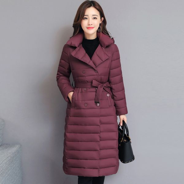 2019 new design women winter jacket turn-down collar with belt elegant female coat outwear padded long womens parka parkas, Black
2019 new design women winter jacket turn-down collar with belt elegant female coat outwear padded long womens parka parkas, Black