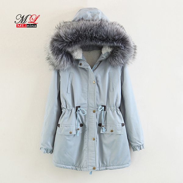 mlinina winter women coat female parka snow windbreaker hooded fur collar thick cotton coats wadded jacket thick windbreaker, Black
mlinina winter women coat female parka snow windbreaker hooded fur collar thick cotton coats wadded jacket thick windbreaker, Black