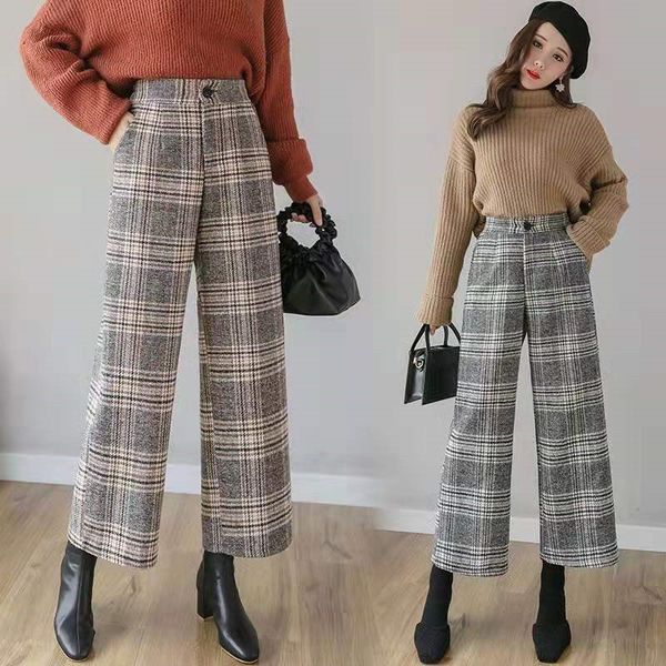 woman's plaid khaki trousers high waist wide legs gray women's designer pant luxury loose straight polyester woman pants s-l, Black;white
woman's plaid khaki trousers high waist wide legs gray women's designer pant luxury loose straight polyester woman pants s-l, Black;white