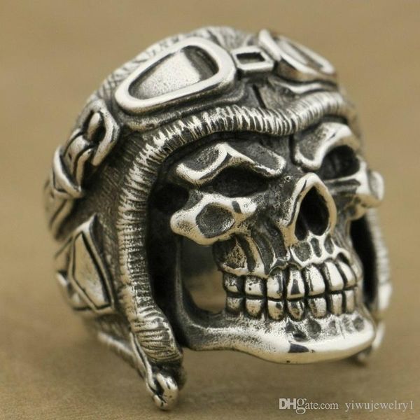 retro gothic stainless steel pilot skull helmet men's cycling punk antique locomotive ring personality jewelry size 7~14, Silver
retro gothic stainless steel pilot skull helmet men's cycling punk antique locomotive ring personality jewelry size 7~14, Silver