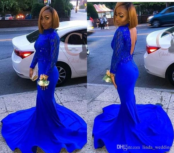 2019 royal blue mermaid prom dresses jewel elastic satin backless mermaid floor length special occasion dresses evening dresses, Black
2019 royal blue mermaid prom dresses jewel elastic satin backless mermaid floor length special occasion dresses evening dresses, Black