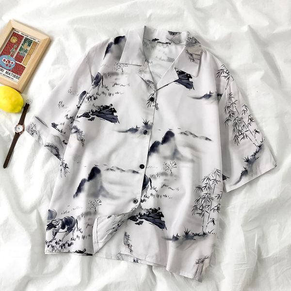 gagarich turn down collar short sleeve single breast blouse women elegant ink painting pattern loose blusas wild summer shirt, White
gagarich turn down collar short sleeve single breast blouse women elegant ink painting pattern loose blusas wild summer shirt, White
