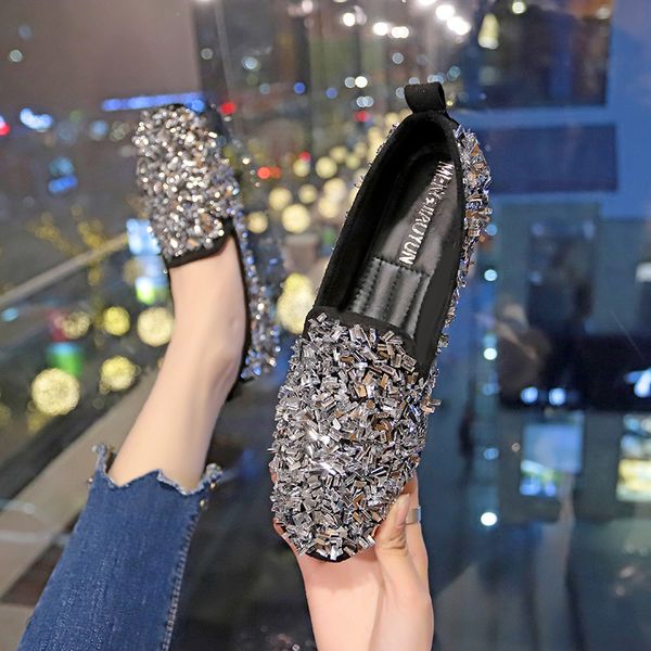 new plus size crystal shine women shoes woman flats slip on casual shoes female loafers soft bottom round toe ladies, Black
new plus size crystal shine women shoes woman flats slip on casual shoes female loafers soft bottom round toe ladies, Black