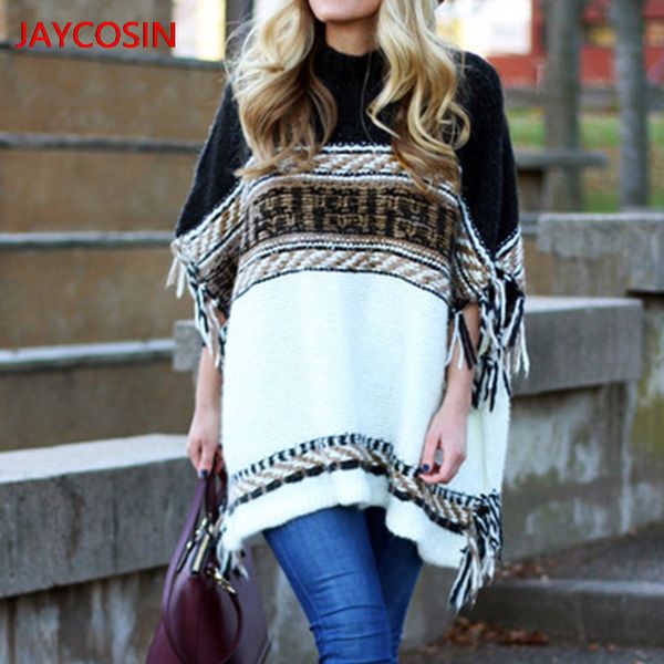 jaycosin sweater 2019 womens long sleeve woman pullover stripe color block tassel sweater knitted cloak blouse l300805, White;black
jaycosin sweater 2019 womens long sleeve woman pullover stripe color block tassel sweater knitted cloak blouse l300805, White;black