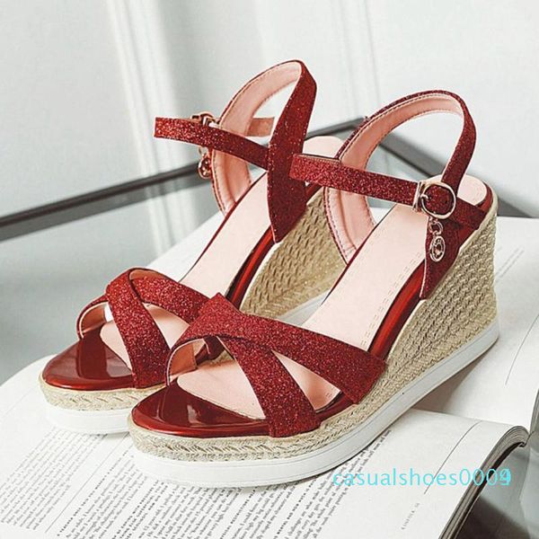 sequins women sandals lady dress shoe casual wedges sandals platform high heel buckle sapato feminino women c04, Black
sequins women sandals lady dress shoe casual wedges sandals platform high heel buckle sapato feminino women c04, Black