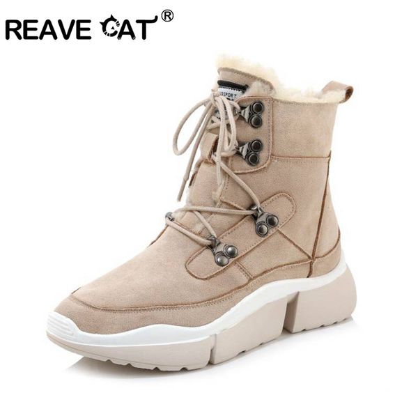 reave cat women's ankle boots genuine leather fur wool snow winter warm boots platform bukle elastic band round toe size 35-39, Black
reave cat women's ankle boots genuine leather fur wool snow winter warm boots platform bukle elastic band round toe size 35-39, Black