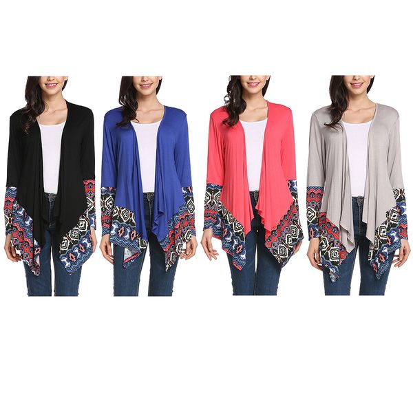 women floral print irregular knit loose cardigan girl long splicing coat jacket, Black;brown
women floral print irregular knit loose cardigan girl long splicing coat jacket, Black;brown