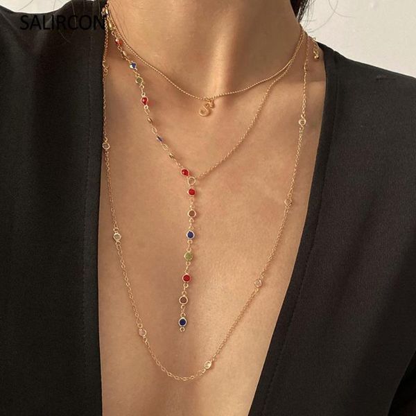 salircon new 2020 colorful crystal necklace multi layer initials s pendant name necklace gold color letter choker women jewelry, Silver
salircon new 2020 colorful crystal necklace multi layer initials s pendant name necklace gold color letter choker women jewelry, Silver