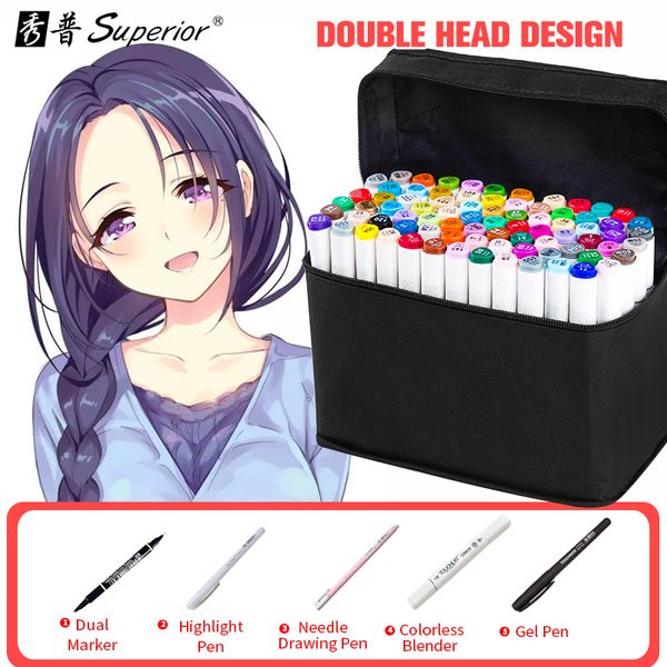 superior 40/60/80/218 color art markers set dual headed artist sketch oily alcohol based markers for animation manga
superior 40/60/80/218 color art markers set dual headed artist sketch oily alcohol based markers for animation manga