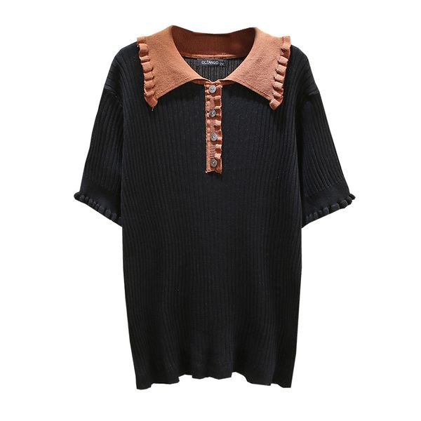 women summer t-shirt lady tees female short sleeve contrast color ice knitting fashion plus size f11-1911, White
women summer t-shirt lady tees female short sleeve contrast color ice knitting fashion plus size f11-1911, White