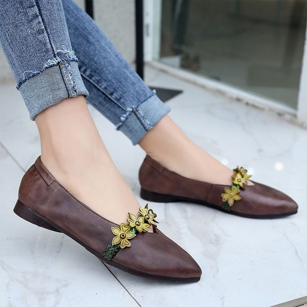 johnature pointed toe flats women shoes genuine leather 2020 new spring slip-on handmade shallow flower concise ladies shoes, Black
johnature pointed toe flats women shoes genuine leather 2020 new spring slip-on handmade shallow flower concise ladies shoes, Black