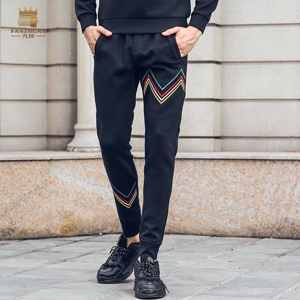 fanzhuan men's male new 2108 autumn skinny personality rib stitching slim black beam pants trousers 828064
fanzhuan men's male new 2108 autumn skinny personality rib stitching slim black beam pants trousers 828064