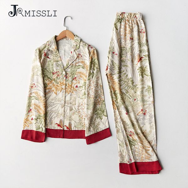 jrmissli satin floral printing pajamas long sleeve pyjamas women v-neck pijama mujer loungewear home clothes sleep set, Black;red
jrmissli satin floral printing pajamas long sleeve pyjamas women v-neck pijama mujer loungewear home clothes sleep set, Black;red