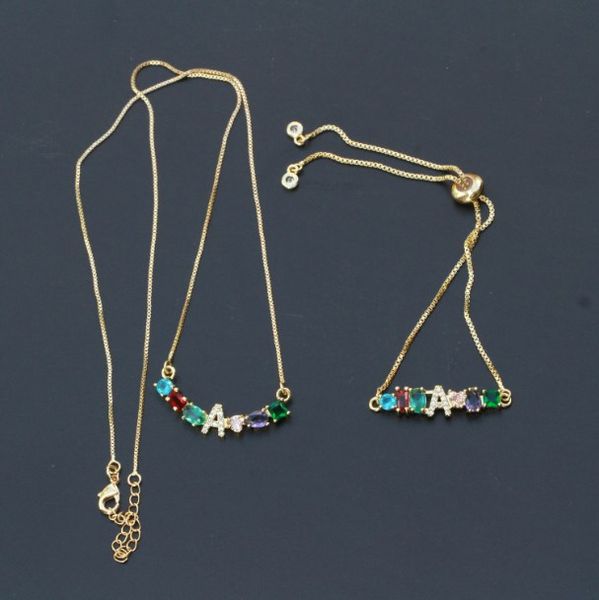 new design 1pcs gold chain bracelet rainbow cz cubic zirconia initial a to z letter mix color fashion curved bar bracelet, Golden;silver
new design 1pcs gold chain bracelet rainbow cz cubic zirconia initial a to z letter mix color fashion curved bar bracelet, Golden;silver