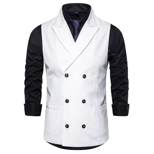 men's vests vest solid color double-breasted suit business casual formal wedding banquet men chaleco hombre, Black;white
men's vests vest solid color double-breasted suit business casual formal wedding banquet men chaleco hombre, Black;white
