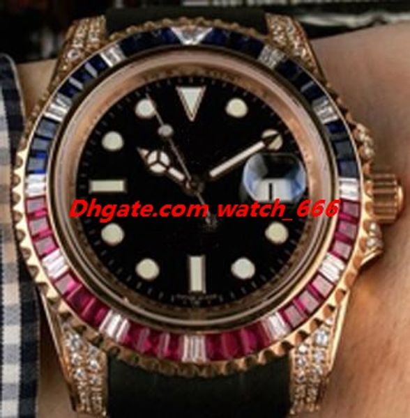 New Version Men Watch 40mm 116695SATS Rose Gold Frame Rainbow Diamond Bezel Black Rubber Strap Automatic Luxury Watch Free Shipping
New Version Men Watch 40mm 116695SATS Rose Gold Frame Rainbow Diamond Bezel Black Rubber Strap Automatic Luxury Watch Free Shipping