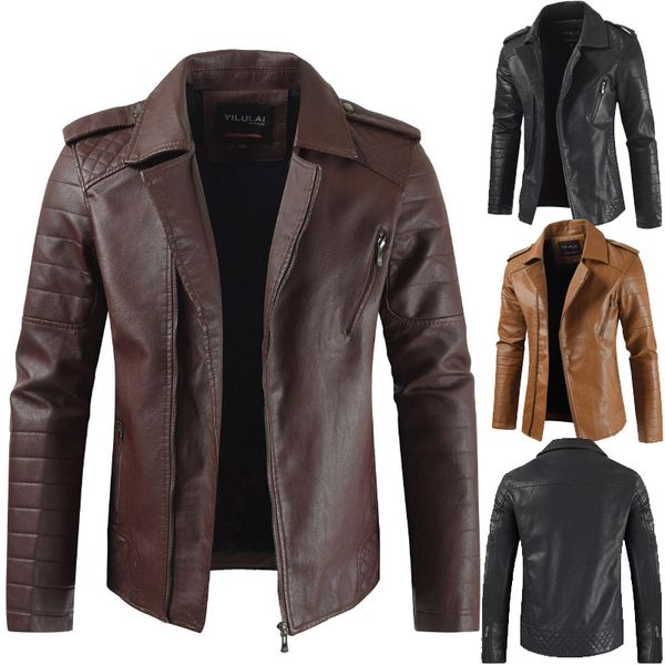2020 foreign trade new cross border men's autumn and winter new suit collar plus plush and thickened inclined zipper leather coat, Black
2020 foreign trade new cross border men's autumn and winter new suit collar plus plush and thickened inclined zipper leather coat, Black