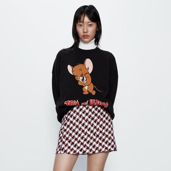 2020 women print sweatshirt spring new cartoon cat and mouse pullover round neck long sleeve streetwear girls casual loose, Black
2020 women print sweatshirt spring new cartoon cat and mouse pullover round neck long sleeve streetwear girls casual loose, Black