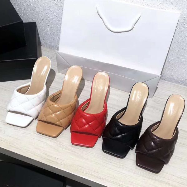 luxury women squared toe padded sandal quilted leather mules stretch sandal designer slides 9cm origin package size 35 to 41, Black
luxury women squared toe padded sandal quilted leather mules stretch sandal designer slides 9cm origin package size 35 to 41, Black