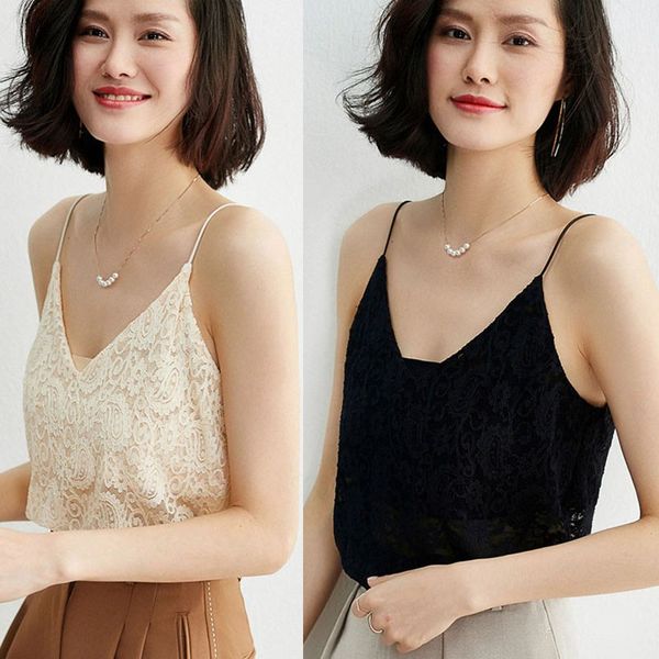 women summer lace solid color v-neck basic camisole korean v-neck lace slimming wild camisole, Black;white
women summer lace solid color v-neck basic camisole korean v-neck lace slimming wild camisole, Black;white