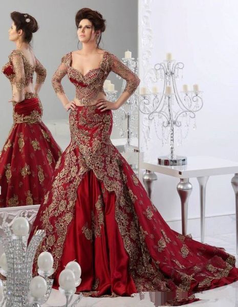 two pieces wedding dresses mermaid sweetheart 2018 indian jajja-couture abaya dubai burgundy bridal wedding gowns with sleeves lace, White
two pieces wedding dresses mermaid sweetheart 2018 indian jajja-couture abaya dubai burgundy bridal wedding gowns with sleeves lace, White