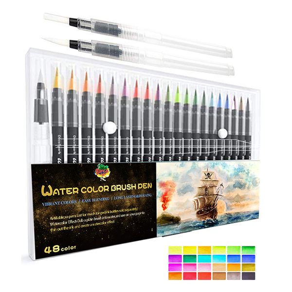 Watercolor Brush Pens Flexible Brush Tip Coloring Drawing Art Marker