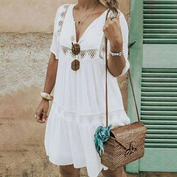 women bohemian summer dress v neck summer casual beach holiday hollow short dresses woman party night vestidos verano 2019 new, Black;gray
women bohemian summer dress v neck summer casual beach holiday hollow short dresses woman party night vestidos verano 2019 new, Black;gray