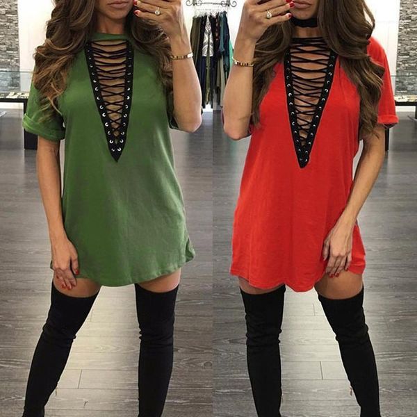 t shirt dresses deep v bandage women dress summer clothes vestidos female, Black;gray
t shirt dresses deep v bandage women dress summer clothes vestidos female, Black;gray
