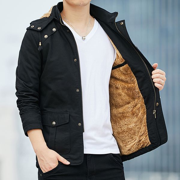 autumn winter new jacket men lapel plus velvet jacket men's casual cotton washed long hooded coat, Black;brown
autumn winter new jacket men lapel plus velvet jacket men's casual cotton washed long hooded coat, Black;brown