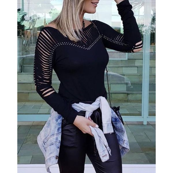 2019 women elegant lace up tees ladies black basic hollow out long sleeve casual t-shirt sj3422v, White
2019 women elegant lace up tees ladies black basic hollow out long sleeve casual t-shirt sj3422v, White