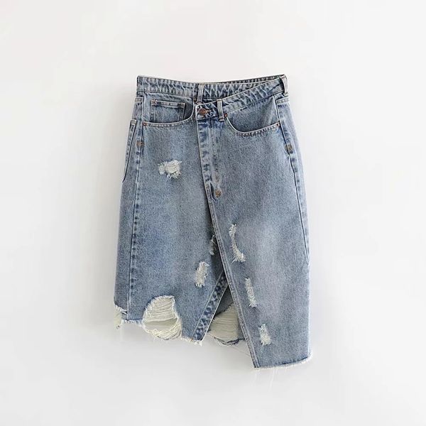 new high street blue denim skirt for women high waist hole ripped summer irregular a line skirts fashion harajuku clothes, Black
new high street blue denim skirt for women high waist hole ripped summer irregular a line skirts fashion harajuku clothes, Black