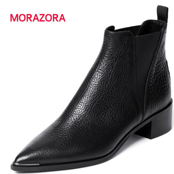 morazora 2018 new pointed toe square heel stretch fabric+genuine leather boots autumn winter med heel boots slip on women, Black
morazora 2018 new pointed toe square heel stretch fabric+genuine leather boots autumn winter med heel boots slip on women, Black
