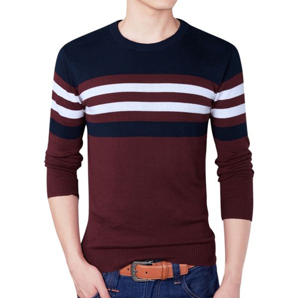 men cotton stripe contrast color round neck long sleeve knit regular fit pullover sweaters f3, White;black
men cotton stripe contrast color round neck long sleeve knit regular fit pullover sweaters f3, White;black