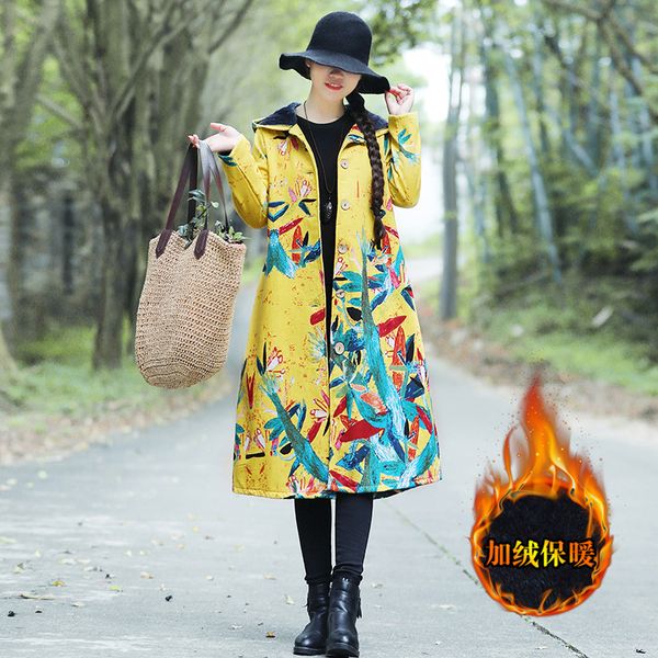 8228 #2018 autumn and winter ethnic-style printed frog thick plus velvet mid-length cotton linen trench coat, Blue;black
8228 #2018 autumn and winter ethnic-style printed frog thick plus velvet mid-length cotton linen trench coat, Blue;black