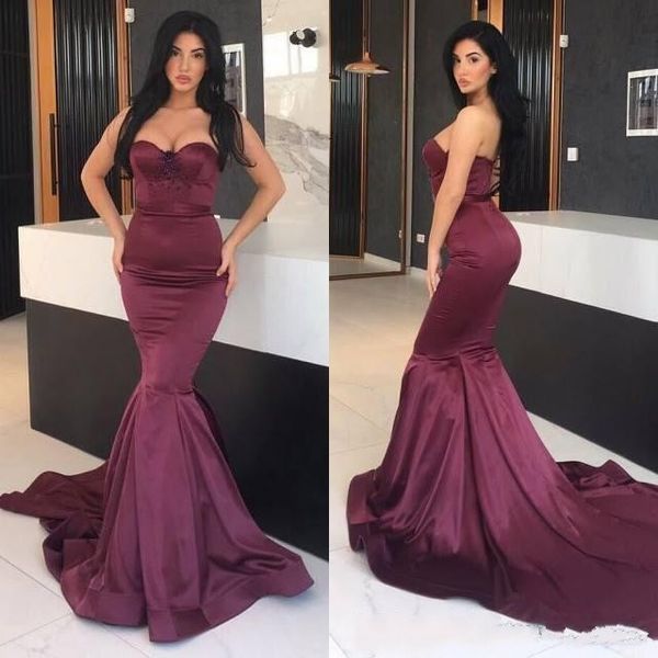 Burgundy Cheap 2019 Mermaid Prom Dresses Evening Wear Sweetheart Beaded Crystals Pleats Sweep Train Stunning Long Evening Gowns Party Dress
Burgundy Cheap 2019 Mermaid Prom Dresses Evening Wear Sweetheart Beaded Crystals Pleats Sweep Train Stunning Long Evening Gowns Party Dress