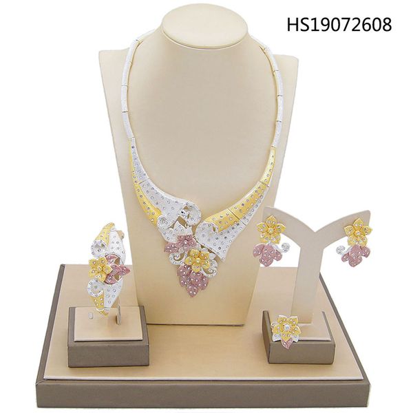 yulaili elegant african crystal flower pendant necklace earrings bridal engagement dubai jewelry sets for women party gifts, Silver
yulaili elegant african crystal flower pendant necklace earrings bridal engagement dubai jewelry sets for women party gifts, Silver