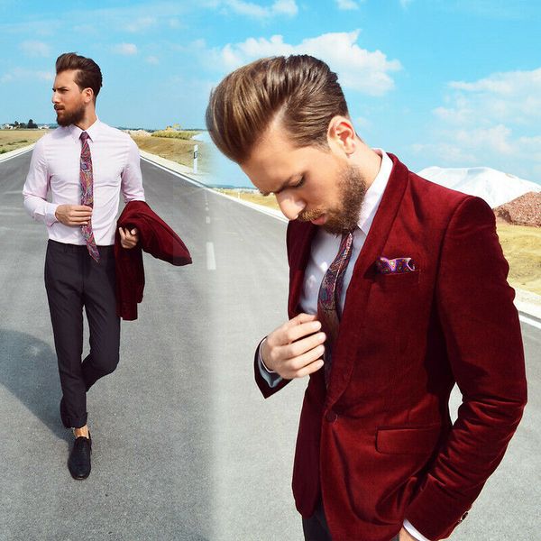 red velvet wedding tuxedos 2 pieces one button shawl lapel groom wear party prom men blazer suit(jacket+pants), Black;gray
red velvet wedding tuxedos 2 pieces one button shawl lapel groom wear party prom men blazer suit(jacket+pants), Black;gray