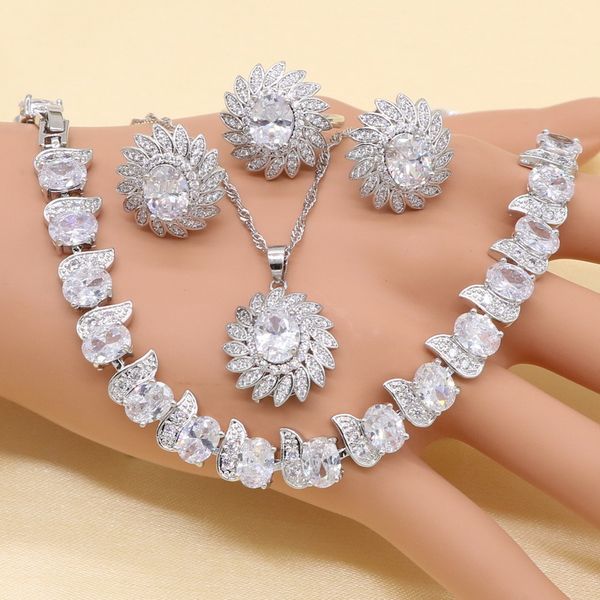 wedding jewelry sets for women white imitated emerald crystal white zirconia silver color necklace pendant earring ring bracelet
wedding jewelry sets for women white imitated emerald crystal white zirconia silver color necklace pendant earring ring bracelet