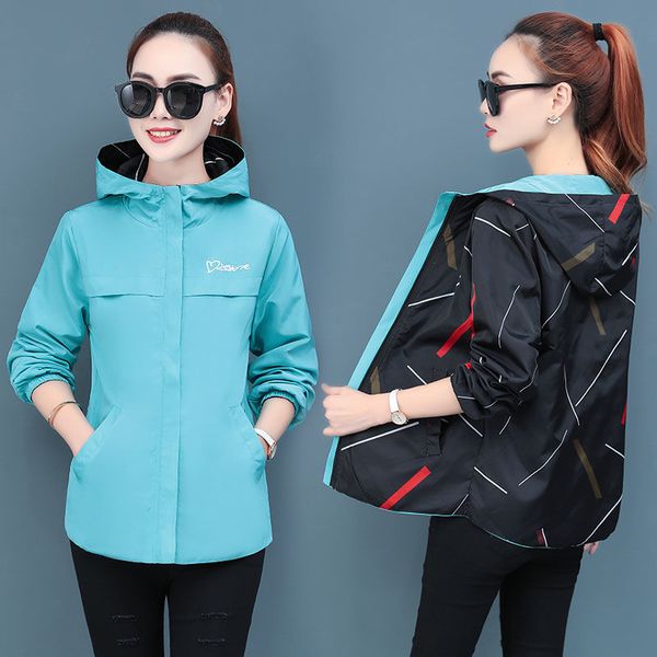 women jackets spring autumn hooded jacket double side wear coats and jackets women print plus size jacket outwears coats, Black;brown
women jackets spring autumn hooded jacket double side wear coats and jackets women print plus size jacket outwears coats, Black;brown